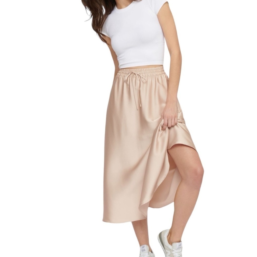 Dynamite Midi Skirt Satin-Like Material Blush Pink Small